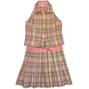 Vintage Island Republic‎ Pink and Green Plaid 2-Piece Set Size 12/14